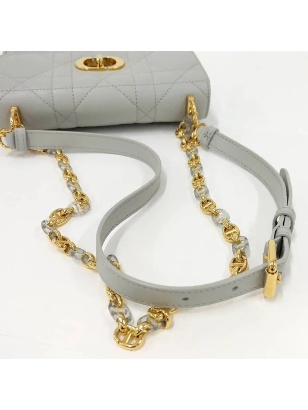 Dior Miscaro Mini Bag Macro Cannage Lambskin Light Gray